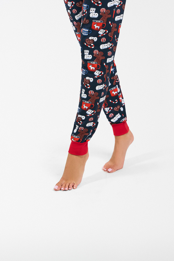 Makala Dámské pyžamo s dlouhým rukávem a dlouhé kalhoty Italian Fashion - červená/potisk