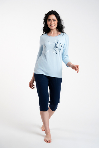 Arietta Dámské pyžamo 3/4 rukávy a 3/4 kalhoty Italian Fashion - modré