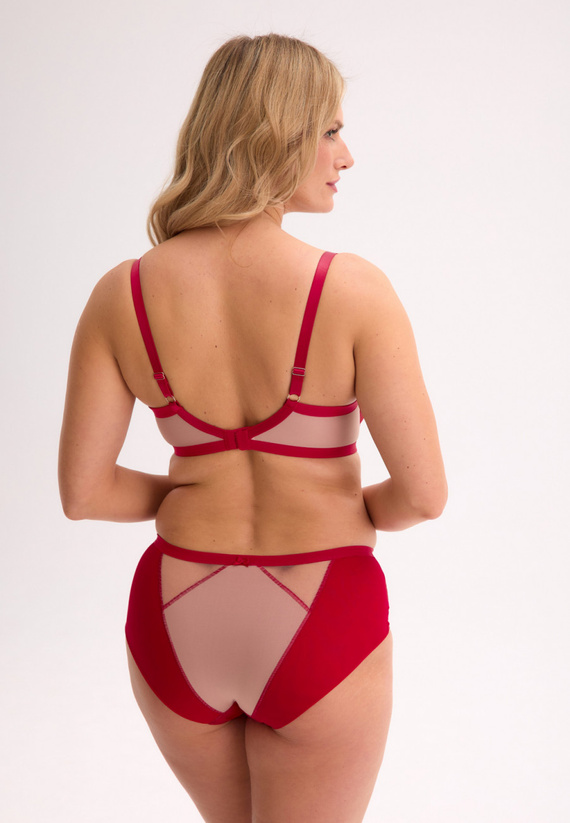 BS 1273 Aina Semi soft bra červená - krajka, síťovina, kostice
