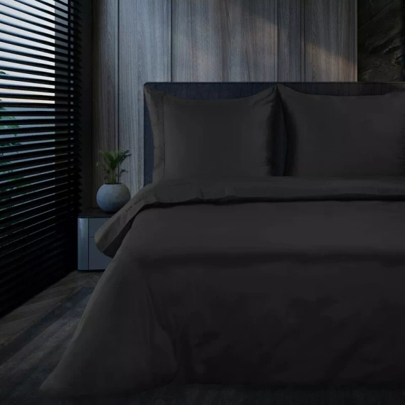 1B Elegantní saténové povlečení Eva Minge Eurofirany černá | 100% bavlněný makosatin