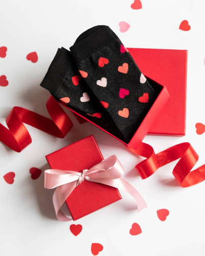 M30D Serce Pánské dlouhé ponožky Italian Fashion - černé