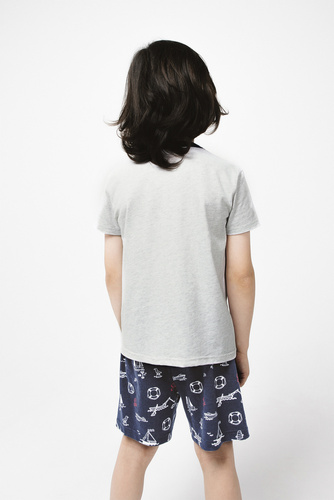 Kastos Chlapecké pyžamo s krátkým rukávem, kalhoty Italian Fashion - světlý melír