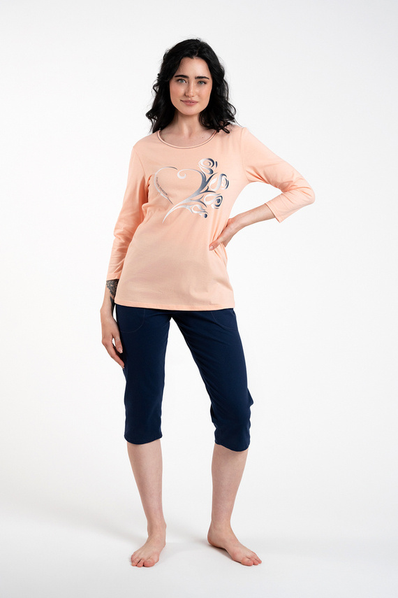 Arietta Dámské pyžamo 3/4 rukávy a 3/4 kalhoty Italian Fashion - lososová barva