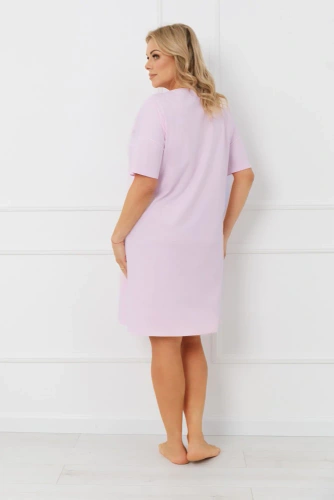 Dámská noční košile ERULA Italian Fashion z bavlněného žerzeje s krátkým rukávem - růžová