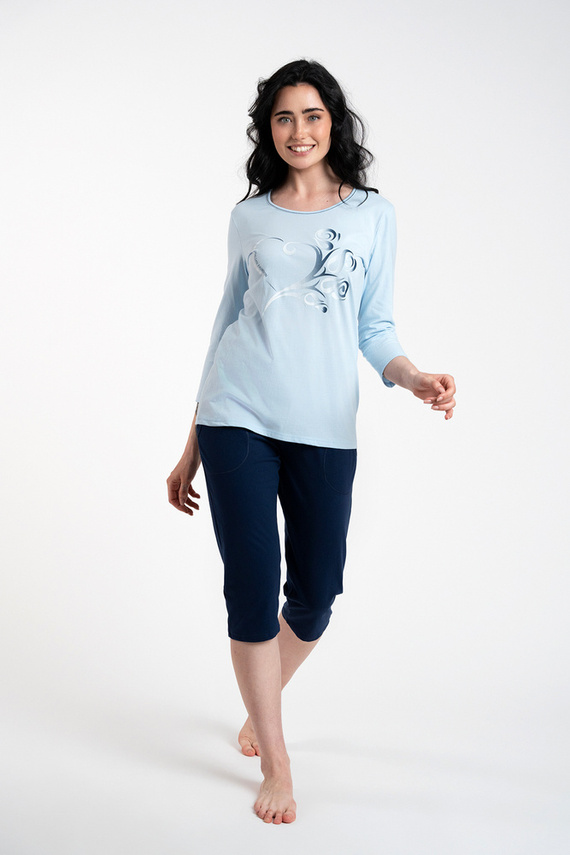 Arietta Dámské pyžamo 3/4 rukávy a 3/4 kalhoty Italian Fashion - modré