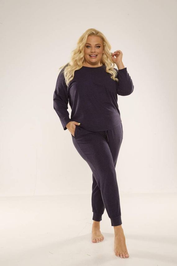 347 Paula Dámské pyžamo Plus Size De Lafense - tmavě modré