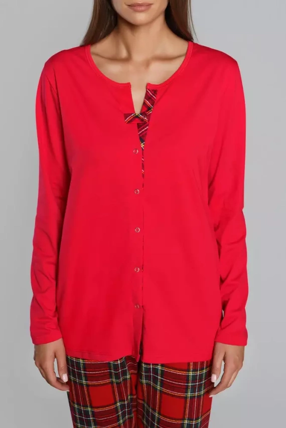 Zorza dámské pyžamo s dlouhým rukávem, kalhoty Italian Fashion - zelená/potisk