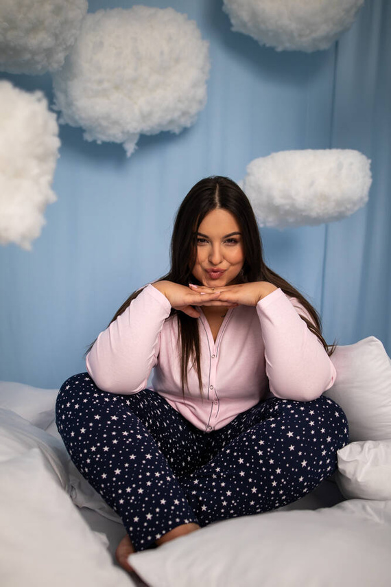 Libra Dámské pyžamo s dlouhým rukávem a kalhotami Italian Fashion - růžová/potisk