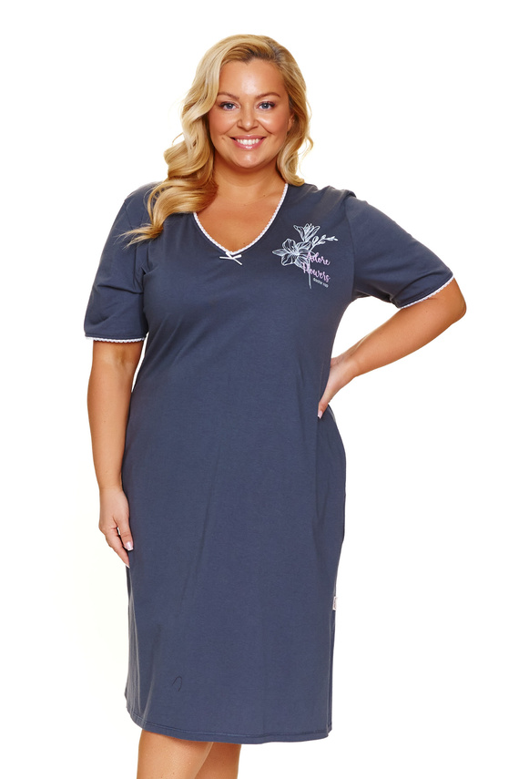 7263 Noční košile Doctor Nap Plus Size - grafitová, bavlna