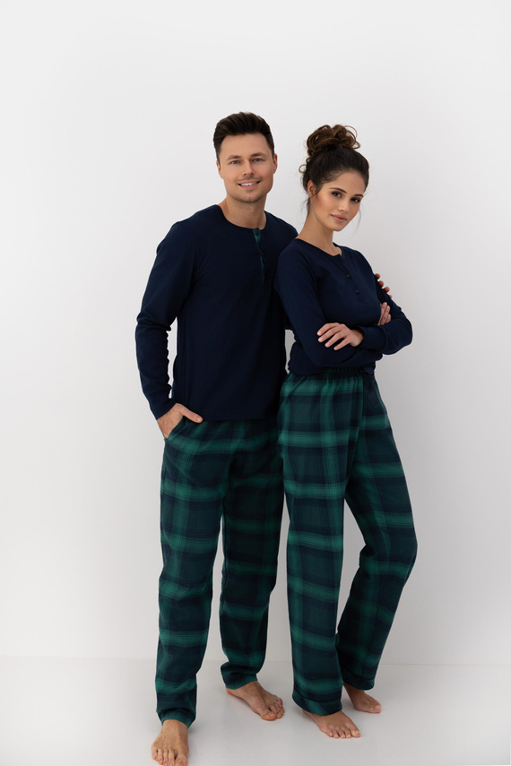 Pánské pyžamo Luke Sensis - bavlněné, dlouhé, zelené kostkované