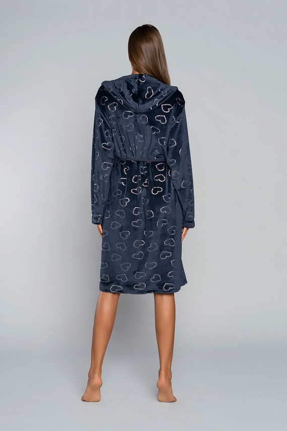 Elixir Dámský župan s kapsami Italian Fashion - červený/potisk