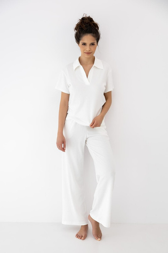 Sensis Zuri ecru dámské pyžamo – bavlna a modal, dlouhé kalhoty