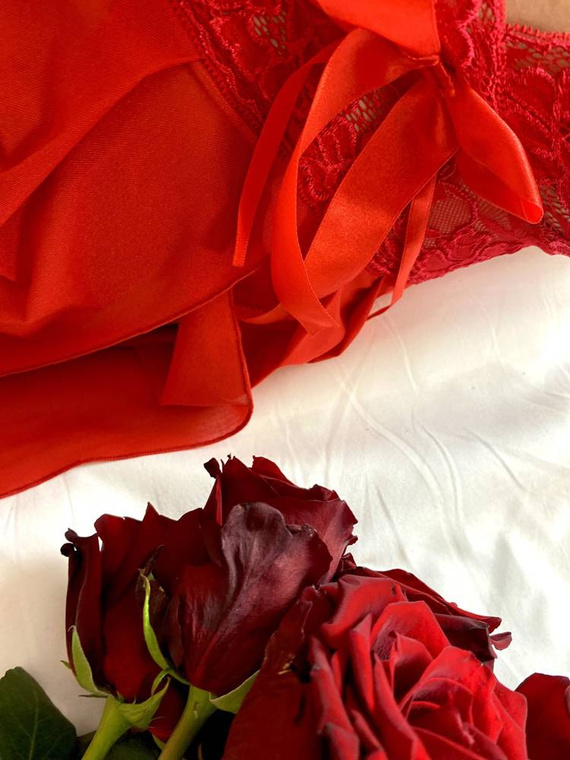 901 Noční košile Agathe Halter + šortky Forex - červená