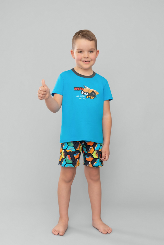 Chlapecké pyžamo Comic s krátkým rukávem, kalhoty Italian Fashion - tyrkysová/potisk