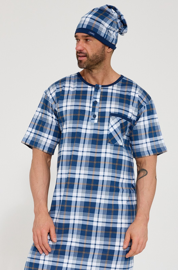 Cornette 109/37– pánská noční košile z 100% bavlny, krátký rukáv, knoflíky a kapsa