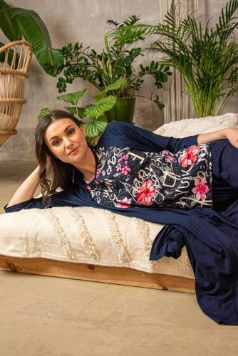 676 Dámské pyžamo s podrážkou Forex - tmavě modré