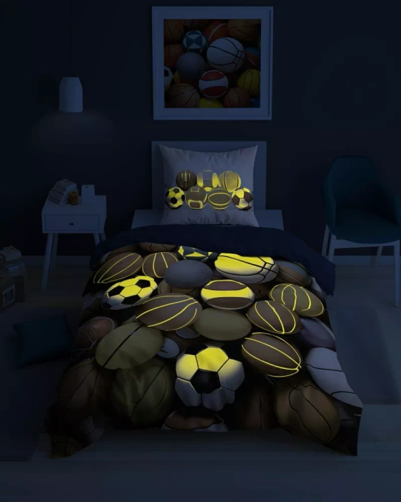 5552 A Fluo 95 Svítící ve tmě sportovní míč mix povlečení | 100% bavlna | Pro děti Detexpol