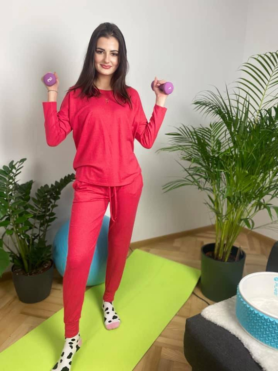 555 Paula Dámské pyžamo De Lafense - malinové