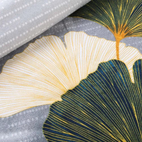 31510/1 Flannelove Darymex šedozelené listy ginkga - sada, 100% bavlna, hřejivá a měkká