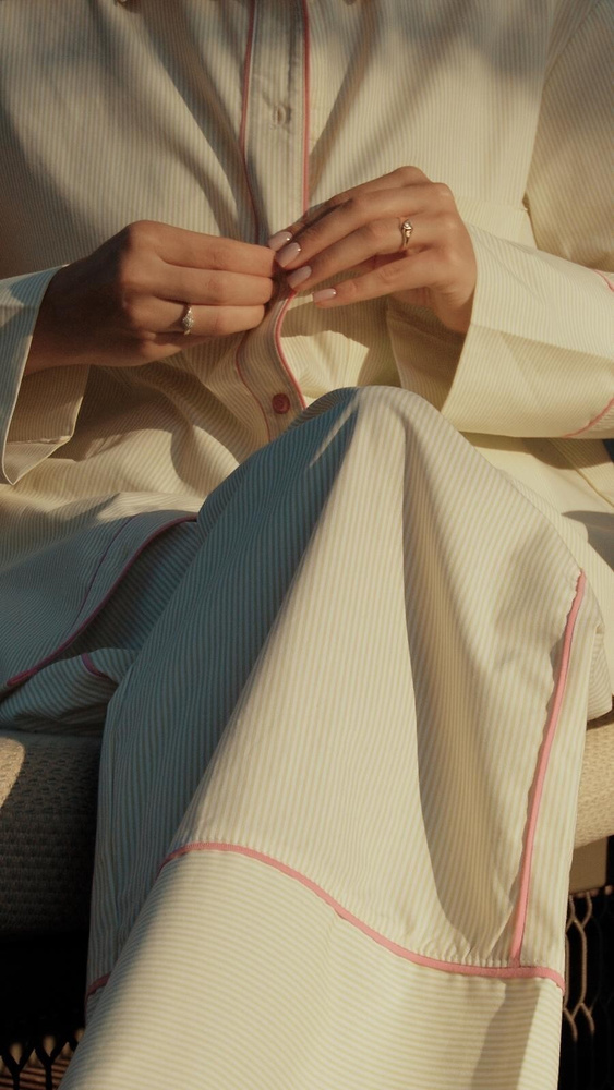 Dámské pyžamo Sensis Raven limetkové – bavlněná košile a dlouhé kalhoty