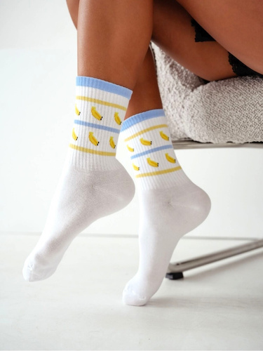 Dámské ponožky Milena 0200-234 Banány bavlněné pohodlné