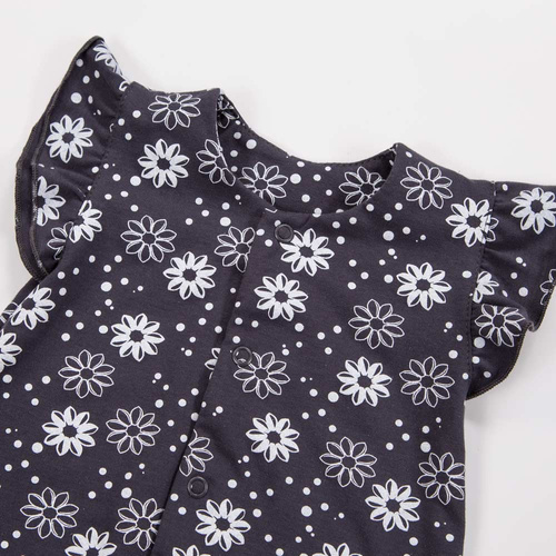 Dívčí ramínka EEVI - grafitová s květinami, 100% bavlna