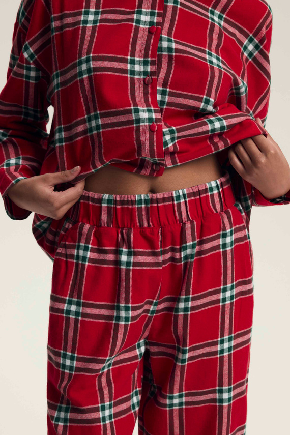 43716 Dalisa Dámské pyžamo Henderson - flanelová kostka, teplá 100% bavlna