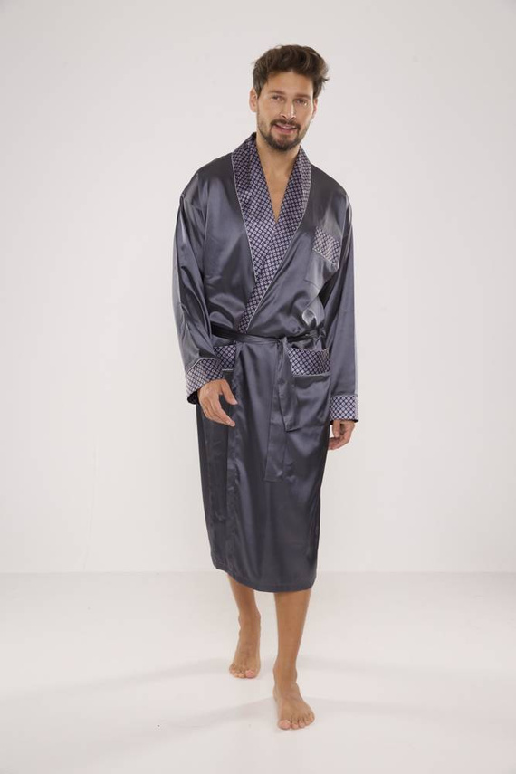 940 Forex pánský saténový župan - šedý