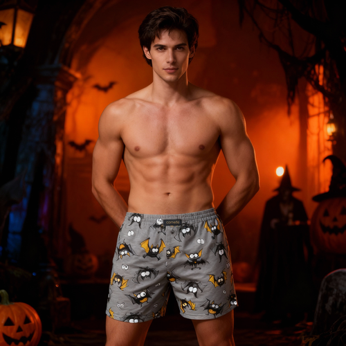 001/182 011/182 Pánské bavlněné boxerky Cornette Classic s veselým potiskem šedé