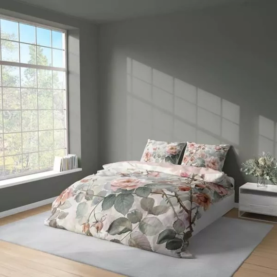 5305 3D povlečení z mikrovlákna s akvarelovými růžemi v pudrových tónech - Detexpol