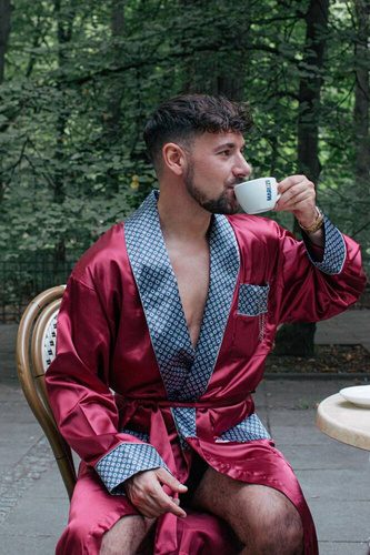 940 Forex pánský saténový župan - bordó